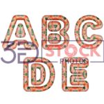 3D Capital Alphabets with Baby Pink, Green, Red Mixed Vector A
