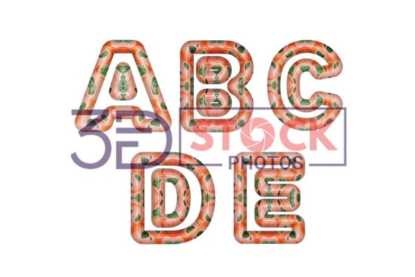 3D Capital Alphabets with Baby Pink, Green, Red Mixed Vector A