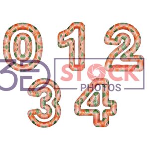 3D Numbers with Baby Pink, Green, Red Mixed Vector A