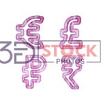 3D Currency Symbols with Pink, White, Mixed Diamond Shaped texture A