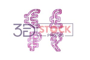 3D Currency Symbols with Pink, White, Mixed Diamond Shaped texture