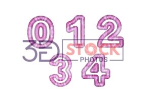 3D Numbers with Pink, White, Mixed Diamond Shaped texture